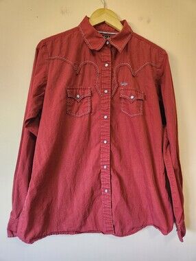 Cruel Girl Western Pearl Snap Button-DownShirt Red Purple Micro Dot Size XXL EUC